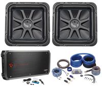 (2) Kicker L7S124 12" 1500W Solobaric L7S 4-Ohm Car Subs+1500W Amplifier+Amp Kit