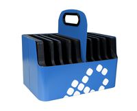 LocknCharge 8-Slot Aluminum Device Carry Basket - with Padded Slots, 8" Height, 7" Wide, 9" Length, Blue (SUB7013)