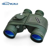 World Optical Binoculars 10X50 Marine Military Binoculars with Night Vision Rangefinder and Compass 100% Waterproof BAK4 for Adults Kids for Floating Birdwatching Hunting with Carry Bag and Strap