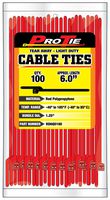 Pro Tie RD6QO100 5.5-Inch Quik Off Tear Away Cable Tie, Red Nylon, 100-Pack