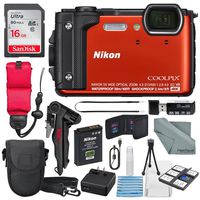 Nikon COOLPIX W300 Digital Camera (Orange) w/WiFi and Adventure Bundle with 16GB + Case + Deluxe Starters Kit + Floating Strap + FiberTique Cleaning Cloth + More