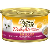 Purina Fancy Feast Grilled Gravy Wet Cat Food, Delights Grilled Chicken & Cheddar Cheese Feast - (24) 3 oz. Cans