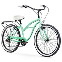 sixthreezero Around The Block Women's 7-Speed Beach Cruiser Bicycle, 26" Wheels, Mint Green with White Seat and Grips