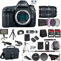 Canon EOS 5D Mark IV Digital SLR Camera with 24-105mm f/4L II Lens - Bundle with Microphone + Screen Protectors + LED Light + 2X 32GB Memory Cards (International Version)