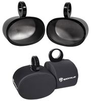 Pair Rockville MAC69B 6x9 Black Aluminum Wakeboard Tower Speaker Pods+Covers