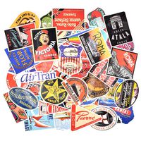 Riao-Tech Vintage Stickers 55pcs for Laptop Guitar Travel Case Waterproof (Vintage-B)