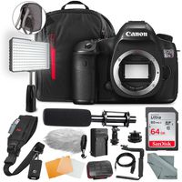 Canon EOS 5DS R DSLR Camera (Body Only) Complete Premium Video Kit w/ 64GB + Professional Shotgun Microphone + Pro Video 160 LED Light + Deluxe Accessory Bundle