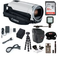 Canon VIXIA HF R800: 1080p HD Video 57x Zoom Camcorder Bundle with 32GB SD Card LED Video Light Spare Battery Camera Case Mini Tripod and Cleaning Kit - Compact and Affordable Camcorder Kit