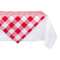 DII Buffalo Check Tabletop Collection, Table Topper, 40x40, Red & White