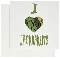 3dRose Greeting Cards, 6 x 6 Inches, Pack of 12, Camo Colored Striped I Love Jackrabbits (gc_122086_2)