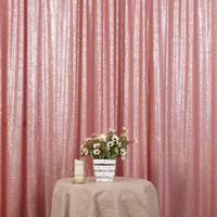 Eternal Beauty Blush Sequin Wedding Backdrop Photography Background Party Curtain, 7Ft X 7Ft