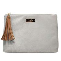White Elm Lyra Tablet/iPad Clutch Bag | Gray Microsuede & Vegan Leather Tassle