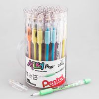 Pentel Milky Pop Pastel Gel Pens, (0.8mm) Med. Lines, Assorted Ink (F/G/K/P/S/V/W) 36-PK Canister (K98PC36M)