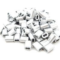 Red Hound Auto 3/32 Inches Aluminum Wire Rope and Cable Line End Double Barrel Ferrule - Qty 100