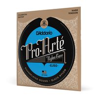 D'Addario EJ50 Pro-Arte Black Nylon Classical Guitar Strings, Hard Tension