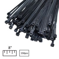 Gardzen Black Nylon Cable Ties Set - 150 Pack Self Locking Heavy Duty 8" Zip Cable Tie Wire Indoor and Outdoor UV Resistant