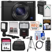 Sony Cyber-Shot DSC-RX100 IV 4K Wi-Fi Digital Camera with 64GB Card + Battery & Charger + Case + Tripod + Flash + LED Video Light + Kit
