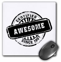3D Rose"Certified Awesome Since 1967Funny Birthday Personal Birth Year Black StampFun Humor Humorous" Matte Finish Mouse Pad - 8 x 8" - mp_161680_1