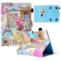 Dteck Universal Tablet Case 7-7.5 inch, PU Leather Stand Protective Case Cover with Stylus Pen [Card Slot Holder] for All 7-7.5 inch Touchscreen Android Windows iOS Tablet PC-Romatic Paris