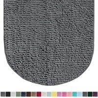 Gorilla Grip Original Luxury Chenille Oval Bath Rug Mat, 42x24, Extra Soft and Absorbent Large Shaggy Bathroom Rugs, Machine Wash Dry, Plush Carpet Mats for Tub, Shower, and Bath Room, Gray