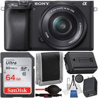 Sony Alpha a6400 Mirrorless Digital Camera with 16-50mm Lens with Starter Accessory Bundle - Includes: SanDisk Ultra 64GB Memory Card & More