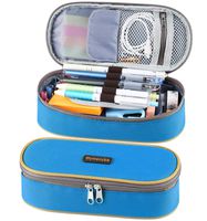 Homecube Pencil Case Big Capacity Pencil Bag Makeup Pen Pouch Durable Students Stationery With Double Zipper Pen Holder for School/Office, Blue