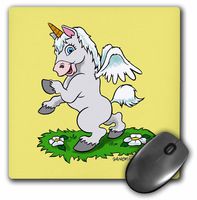 3dRose LLC 8 x 8 x 0.25 Inches Unicorn Art On Yellow Mouse Pad (mp_2848_1)
