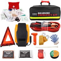 EVERLIT Roadside Emergency Kit, Car Emergency Kit Assistance Multipurpose Car Kit with Digital Air Compressor,12FT Jumper Cable, Tow Strap, Hand Cranked Flashlight, 108 Pieces First Aid Supplies