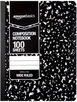 AmazonBasics Wide Ruled Composition Notebook, 100 Sheet, Marble Black, 12-Pack