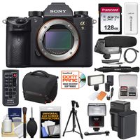 Sony Alpha A9 Wi-Fi 4K Digital Camera Body with 128GB Card + Battery & Charger + Case + Tripod + Remote + LED Video Light & Flash + Microphone + Kit