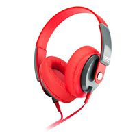 Klip Xtreme Obsession Stereo Headphones with Microphone- Over-Ear with in-Line Command Capsule- Large 40mm Speaker Drivers for Great Sound & Bass- 3.5mm Connector- Red & Gray Color