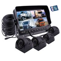 Camnex Car Backup Camera Safety System 9" Monitor Build-in DVR recorder with Quad Split Screen Rear View Camera System Kit Sony CCD Colour Side View Camera for Truck Van Caravan Trailers Camper Bus RV