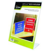 NuDell 8.5" x 11" L-Shaped Slanted Sign Holder - Self-Standing Ad Frame, Clear (35485)