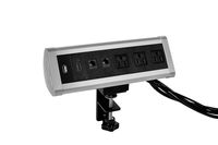 Removable Desktop Clamp Mount Outlet Power Socket with 3 US Power Outlet & 1 USB Charger &1HDMI &2 RJ45 Port Power Strip Good for for Home/Office/Desk Partition, Durable Plastic Surface(Triangle)