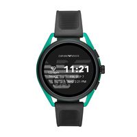 Emporio Armani Men's Smartwatch 3 Touchscreen Aluminum and Rubber Smartwatch, Black and Green-ART5023