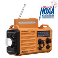 NOAA Weather Radio for Household Outdoor Emergency - Portable AM/FM SW Radio, 5 Way Powered Solar/Hand Crank/2000mAh Rechargeable Power Bank/USB Charger, LED Flashlight, Reading Lamp, Compass, Strap