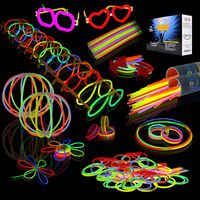 JOYIN Glow Sticks Bulk 200 8" Glowsticks (Total 456 PCs 7 Colors); Bracelets Glow Necklaces Glow-in-The-Dark Light-up July 4th Christmas Halloween Party Supplies Pack, Football Party Supplies