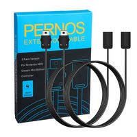 Pernos Classic Controller Extension Cable - Nintendo SNES and Mini NES Classic Edition-2016, Black (2 Pack) 3M (10')