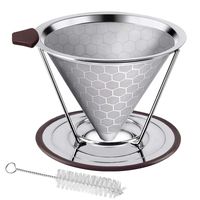 Pour Over Coffee Dripper, Stainless Steel Coffee Filter Removable Dripper With Stand, Reusable Cone Dripper, 100% Paperless & Eco-Friendly, Works With Carafe
