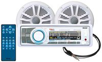 BOSS Audio Systems MCK752WB.6 Receiver Speaker Package, Bluetooth, CD MP3 USB SD AM FM Marine Stereo, Detachable Front Panel, Wireless Remote, 2 6.5 Inch Speakers, Antenna