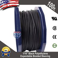 Wire Conduit 100 FT. 1/16" Black Expandable Wire Cable Sleeving Sheathing Braided Loom Tubing