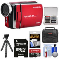 Bell & Howell DV30HD 1080p HD Video Camera Camcorder (Red) with 16GB Card + Case + Flex Tripod + Kit