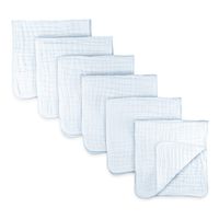 Muslin Burp Cloths 6 Pack Large 100% Cotton Hand Washcloths 6 Layers Extra Absorbent and Soft (White)