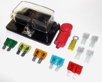 Fastronix 4 Circuit LED Fuse Block and Cover Kit with ATO/ATC Fuses