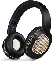 Bluetooth Headphones, Riwbox WB5 Bluetooth 5.0 Wireless Foldable Headphones Over Ear with Microphone, 5 EQ Sound Modes, Soft Memory-Protein Earmuffs, Wireless and Wired Headset for PC (Black Gold)