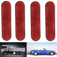LBZE Quick Mount Reflector,Red Plastic Oval Stick-on Car Reflector Sticker,Work for Cars, Trailer, Motorcycle, Trucks, Boat and The Ground,4pack (red)