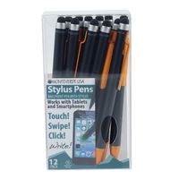 Monteverde S-105 Clip Action One-Touch Ballpoint Pen with Top Stylus, Orange, 12-Pack (MV36153)