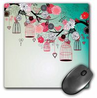 3dRose LLC 8 X 8 X 0.25 Inches Mouse Pad Birds and Bird Cages (Mp_179148_1)