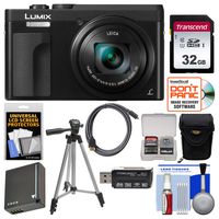 Panasonic Lumix DC-ZS70 4K Wi-Fi Digital Camera (Black) with 32GB Card + Case + Battery + Tripod + Kit