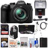 Panasonic Lumix DC-FZ1000 II 4K QFHD Wi-Fi Digital Camera with 64GB Card + Battery + Backpack + 3 UV/CPL/ND8 Filters + Tripod + Flash + Kit